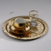 Paslanmaz Çelik 6 Adet Yuvarlak Desenli Gold AD-26 Sunum Servis Tepsisi