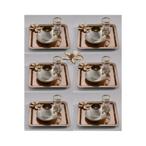 Papatyalı Paslanmaz Çelik 6 Adet Kare Lüx Rose Kahve, Çay Sunum Servis Tepsisi