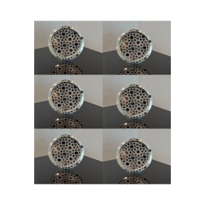 Paslanmaz Çelik 6 Adet Yuvarlak Lüx Desenli Gümüş Ad-26 Kahve, Çay Sunum Servis Tepsisi