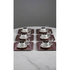 Paslanmaz Çelik 6 Adet Kare Bakır Sunum Servis Tepsisi