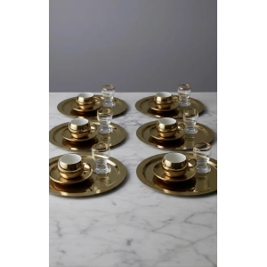 Paslanmaz Çelik 6 Adet Yuvarlak Gold Sunum Servis Tepsisi