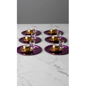 Paslanmaz Çelik 6 Adet Yuvarlak Pembe Sunum Servis Tepsisi