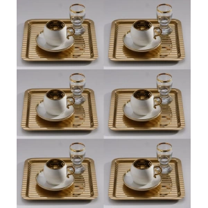 Paslanmaz Çelik 6 Adet Kare Desenli Gold AD-15 Sunum Servis Tepsisi