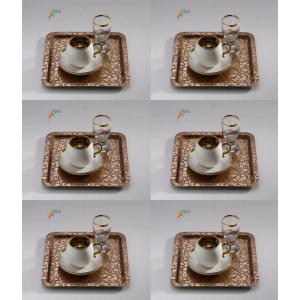 Paslanmaz Çelik 6 Adet Kare Desenli Rose AD-08 Sunum Servis Tepsisi