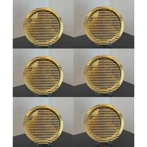 Paslanmaz Çelik 6 Adet Yuvarlak Desenli Gold AD-15 Sunum Servis Tepsisi