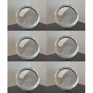 Paslanmaz Çelik 6 Adet Yuvarlak Desenli Gümüş AD-15 Sunum Servis Tepsisi