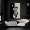 Siyah Beyaz Çiçekli Kanvas Tablo