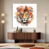 Yeleleri Çiçekli Aslan Kanvas Tablo