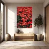 Kırmızı Yapraklı Çiçekler Kanvas Tablo