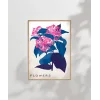 Mavi Yaprak Pembe Çiçek Poster