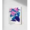 Mavi Yaprak Pembe Çiçek Poster