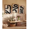 Modern Monokrom Soyut  3lü Poster