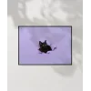 Mor Fon Üzerinde Siyah Kedi Poster