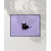 Mor Fon Üzerinde Siyah Kedi Poster