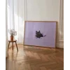 Mor Fon Üzerinde Siyah Kedi Poster
