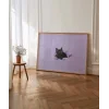 Mor Fon Üzerinde Siyah Kedi Poster