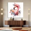 Çiçekli Flamingo Kanvas Tablo