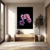 Kara Arkaplandaki Pembe Çiçekler Kanvas Tablo