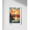 Space Needle ile Gün Batımı Poster