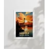 Space Needle ile Gün Batımı Poster