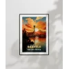 Space Needle ile Gün Batımı Poster