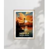 Space Needle ile Gün Batımı Poster