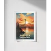 Space Needle ile Gün Batımı Poster