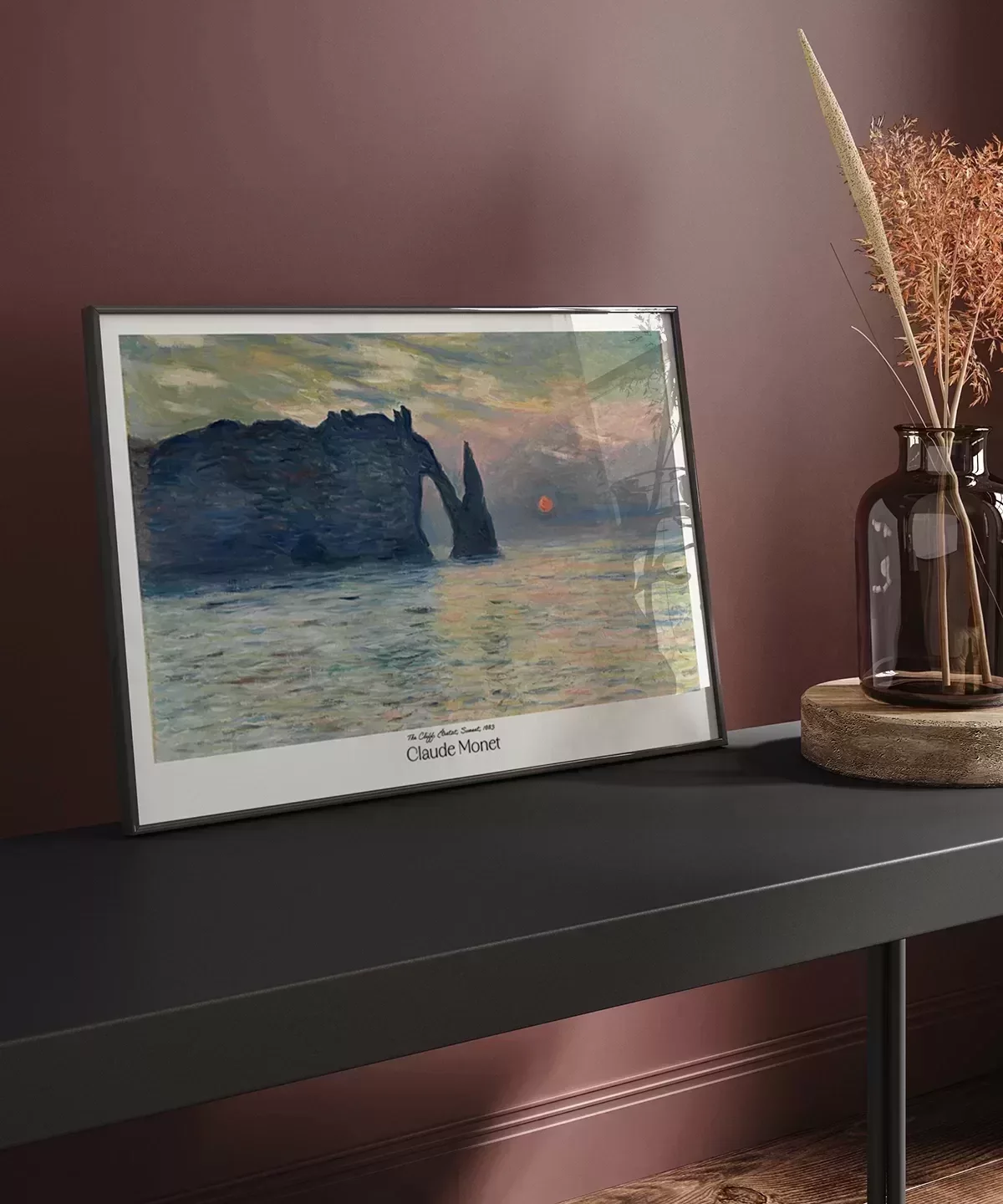 Claude Monet Uçurum, Erretat, Gün Batımı Poster