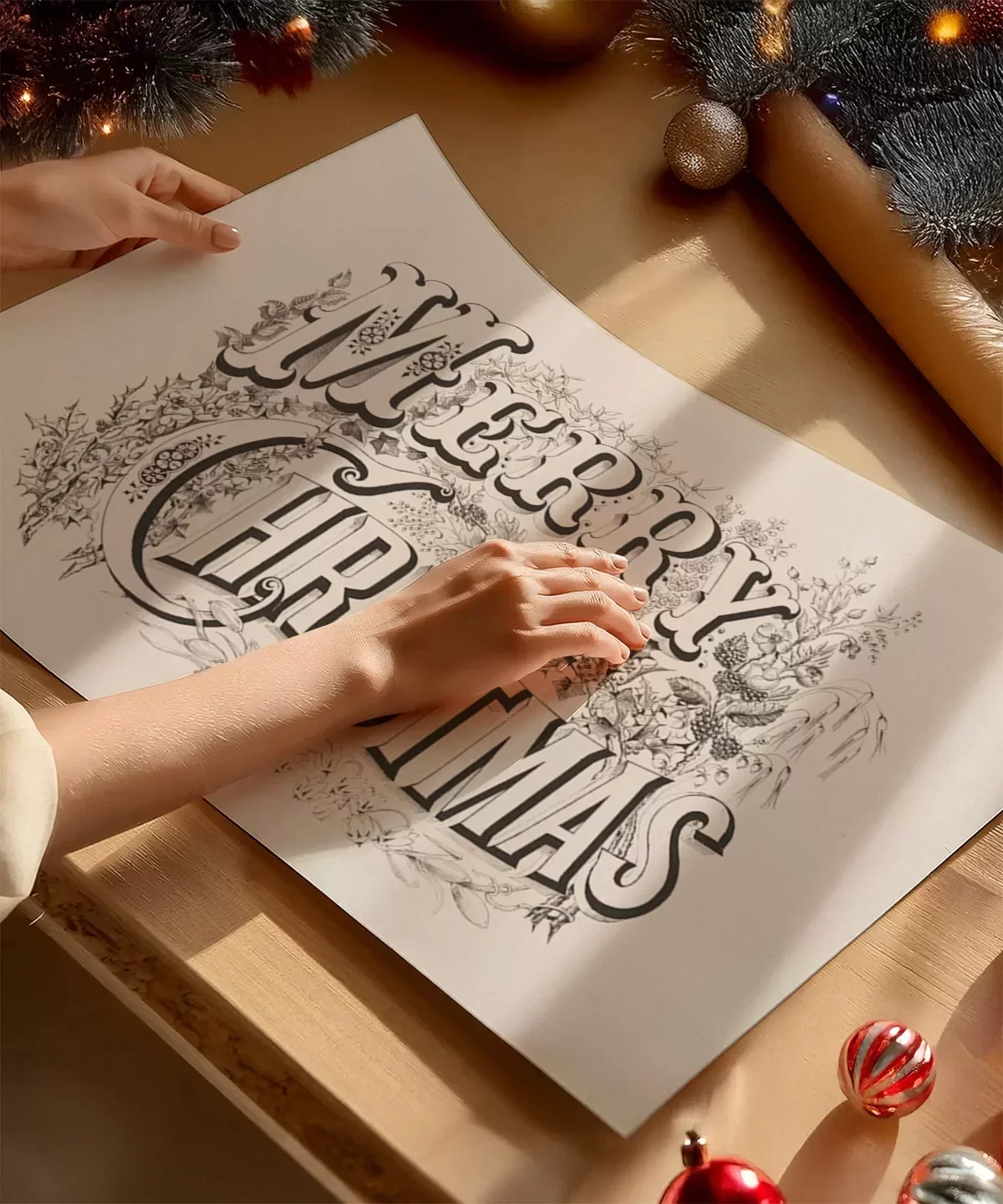 Merry Christmas Vintage Tipografi Poster