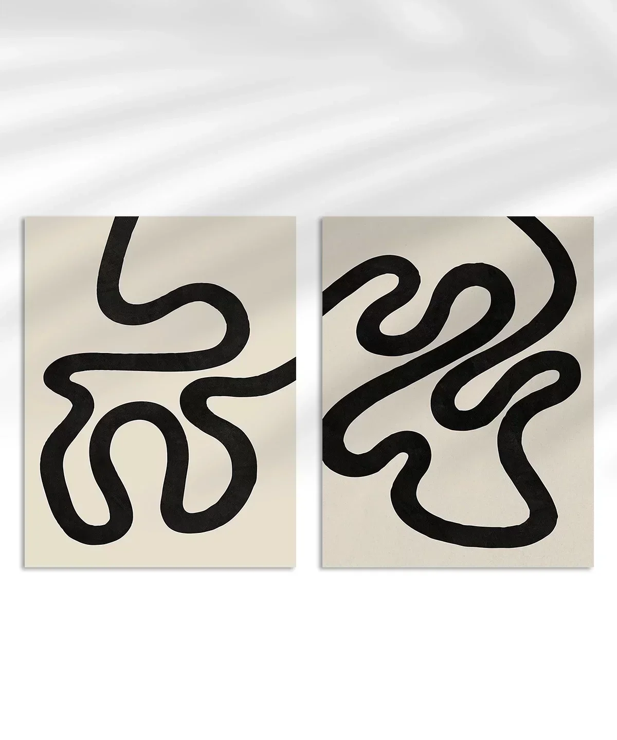 Minimalist Dalgalı Hatlar 2li Poster