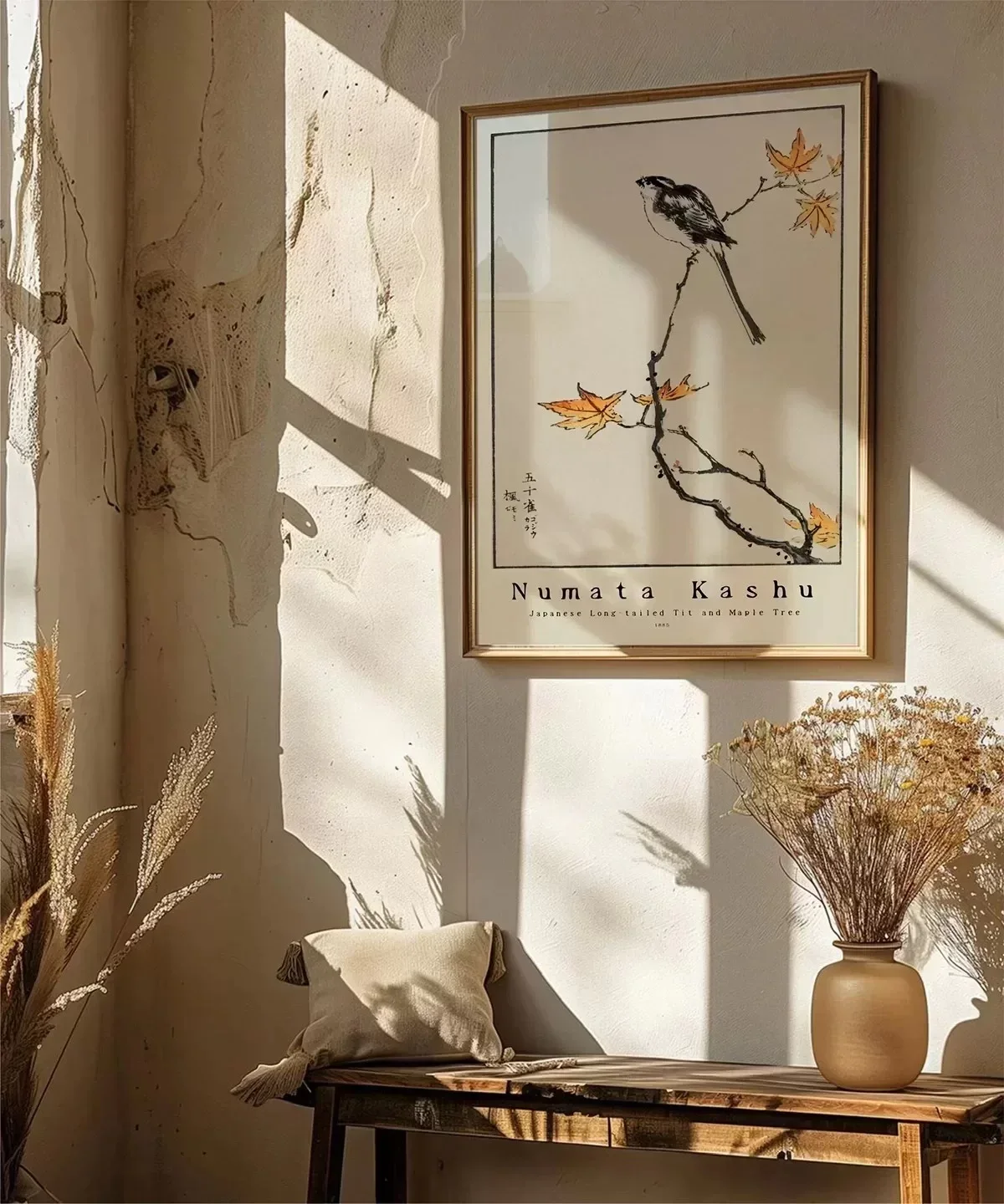 Numata Kashu Japon Uzun Kuyruklu Baştankara ve Akçaağaç Poster