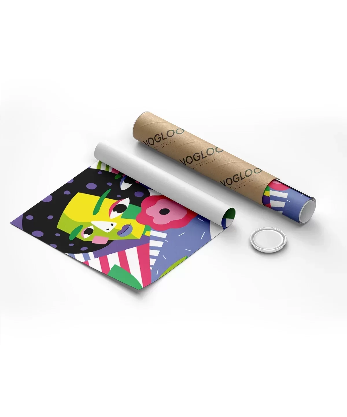 Renkli Çiçekler ve Yüzler Poster