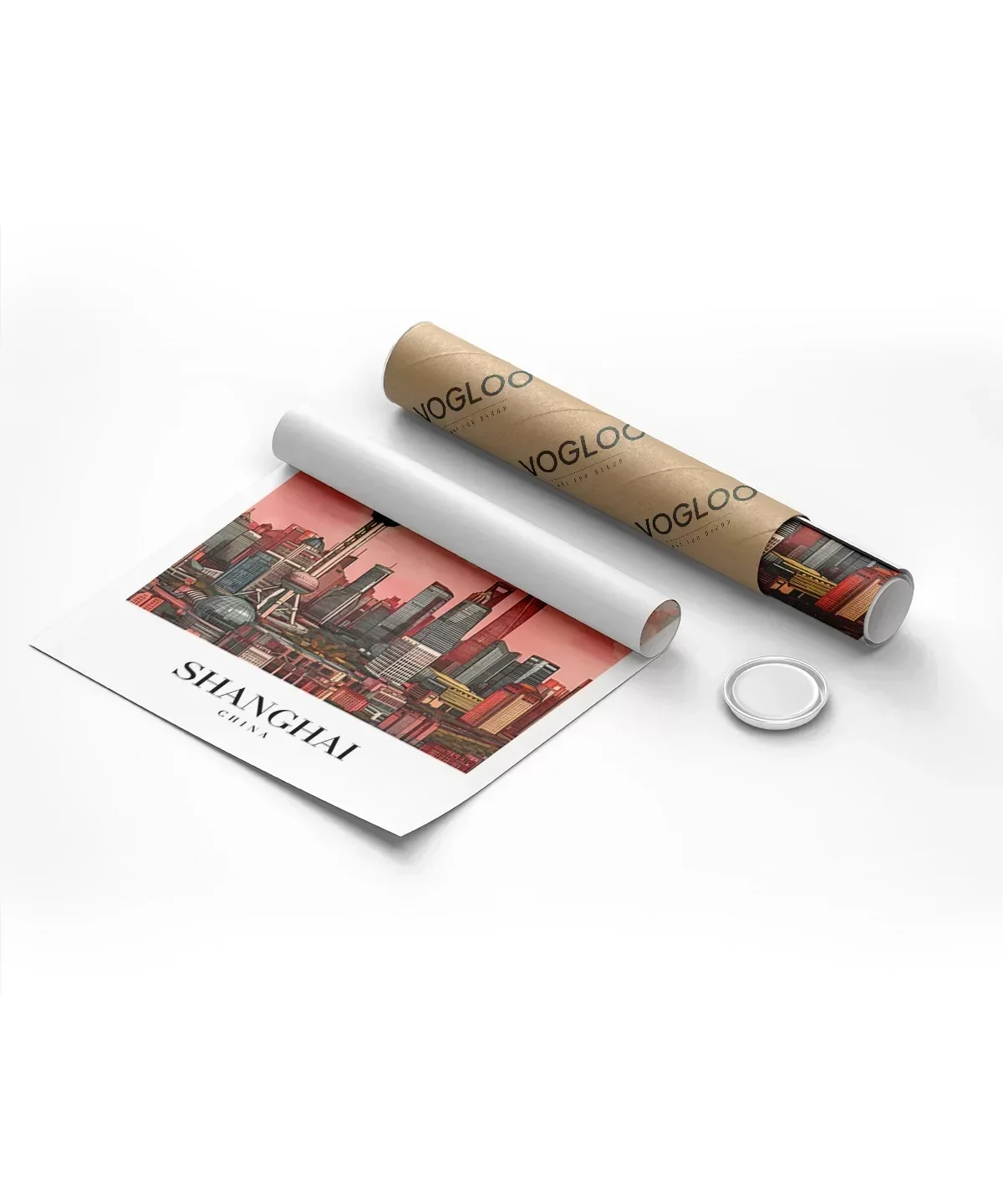 Shanghai Gökyüzüne Yükselen Şehir Poster