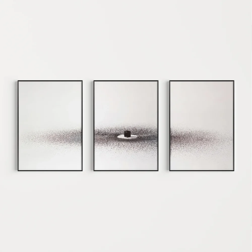 Minimal Zen Taş Temalı 3lü Duvar Poster Seti