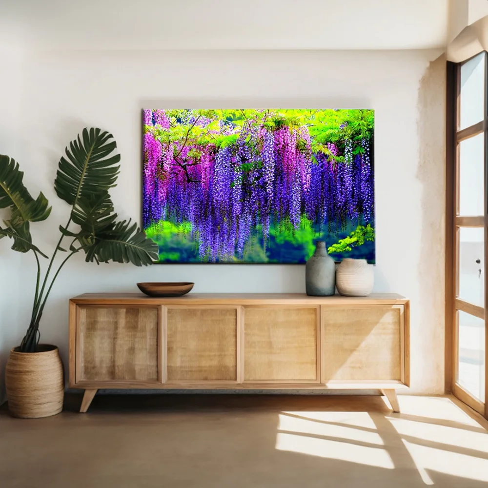 Ağaçtan Sarkan Sümbüller Kanvas Tablo