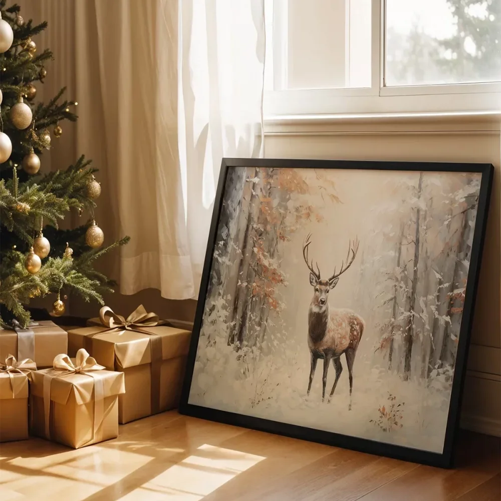 Beyaz Ormanda Geyik Poster