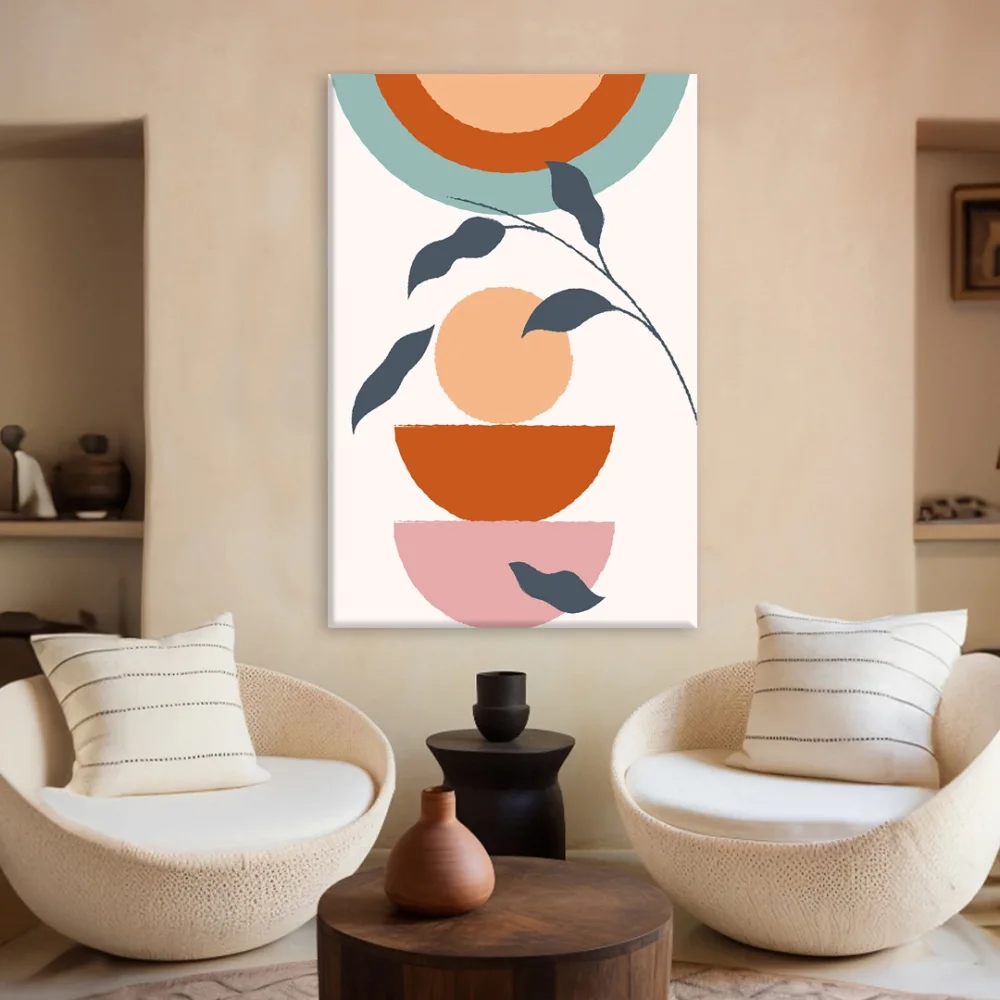 Botanik Baskılı Yapraklı Kanvas Tablo