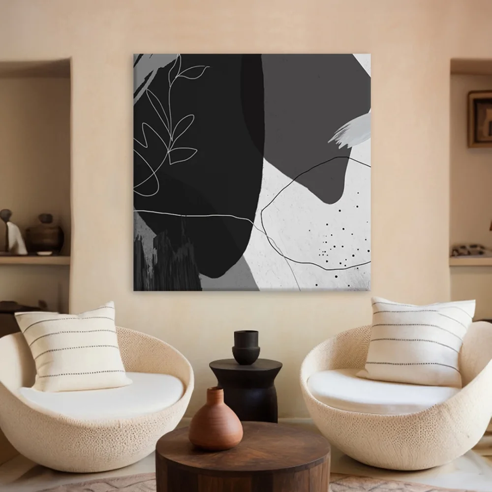 Çizgi Desenli Antrasit Kanvas Tablo