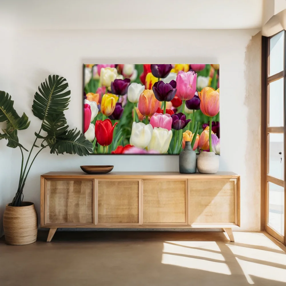 Renkli Laleler Kanvas Tablo