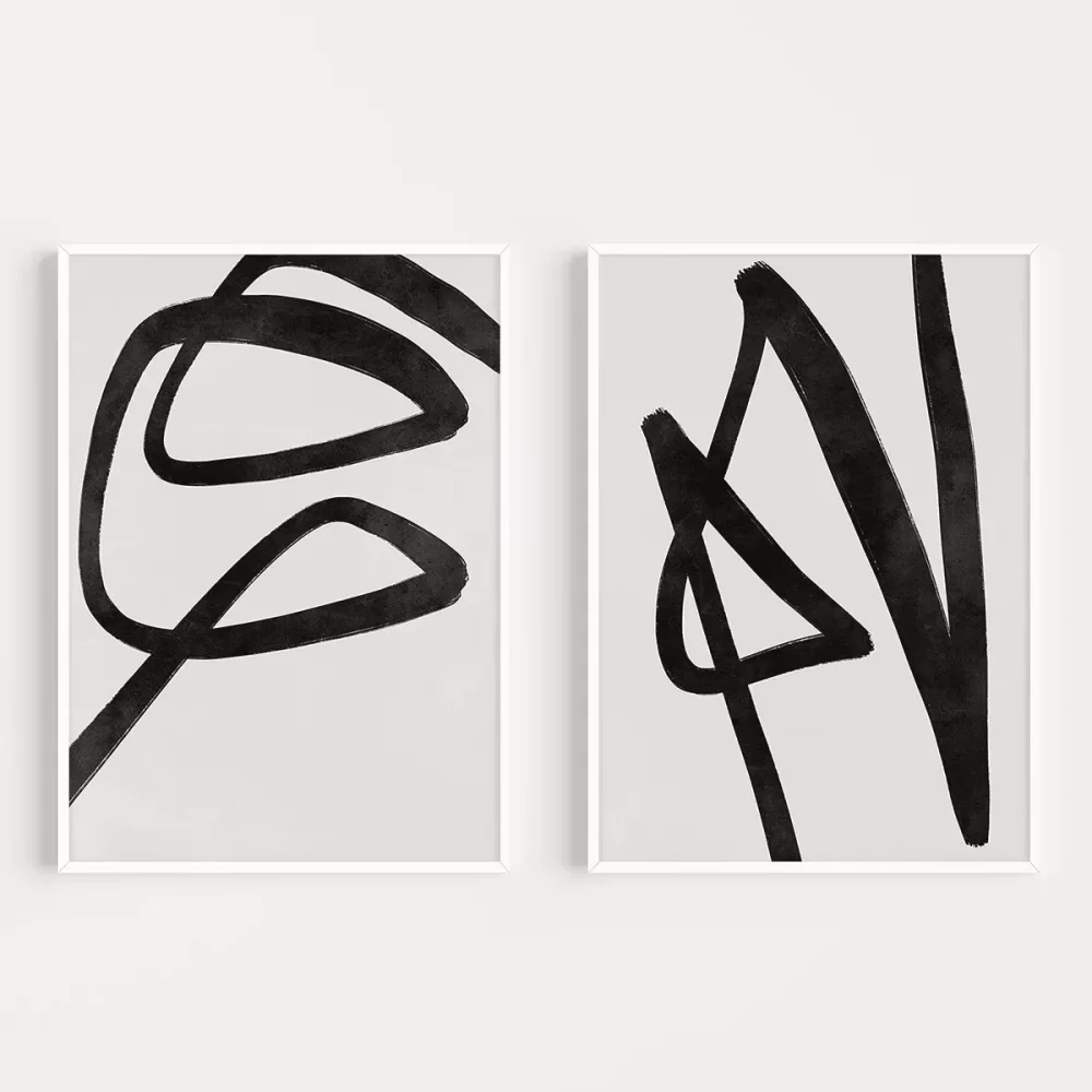 Dinamizm Temalı Monokrom 2li Poster