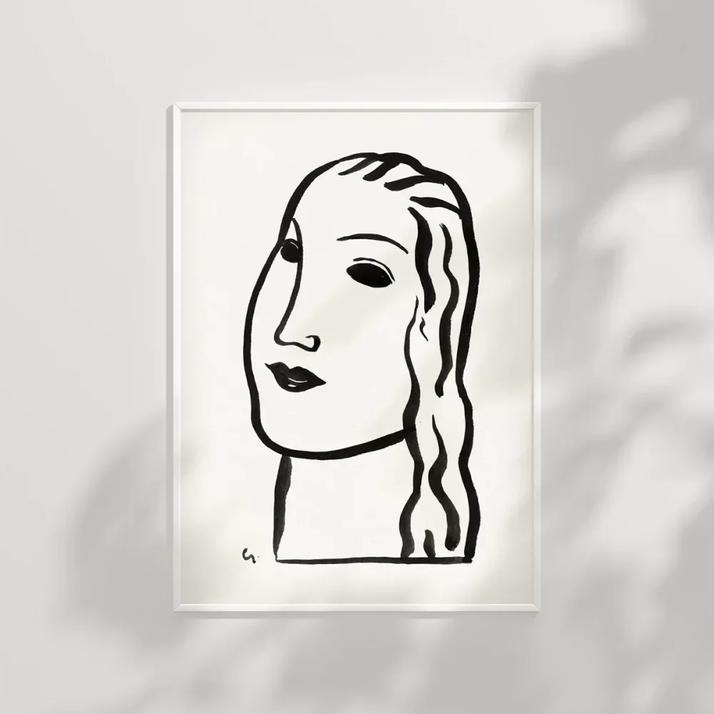 El Çizimi Yüz Figürü Grafik Poster