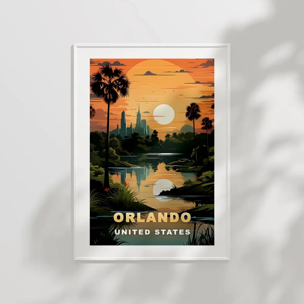 Gölet Kenarında Gün Batımı Poster