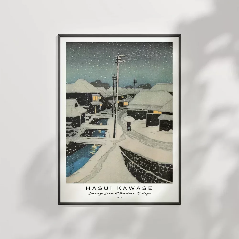 Hasui Kawase Terashima Köyünde Akşam Karı Poster