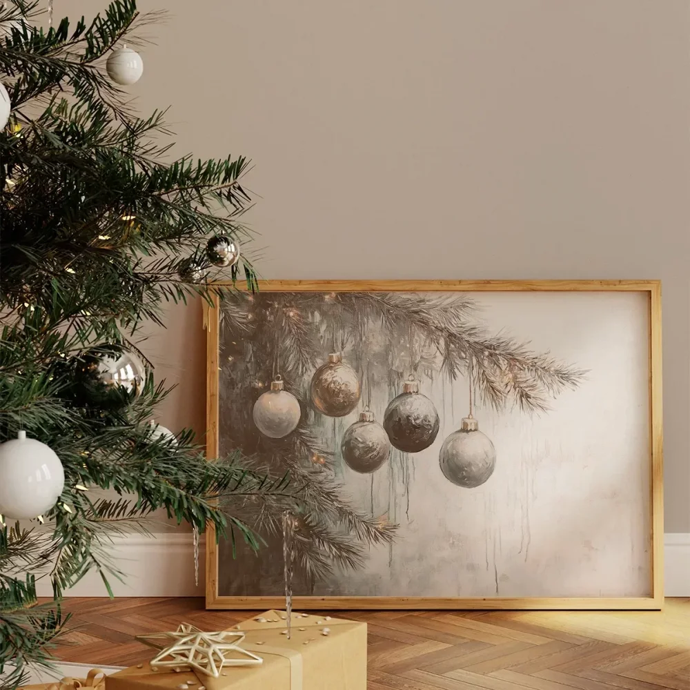 Işıklarla Süslenmiş Çamlar Poster