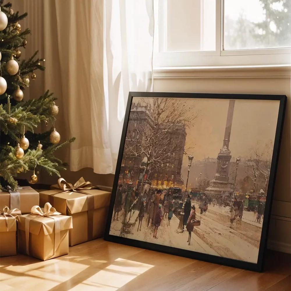 Karla Kaplı Şehir Sokakları Poster