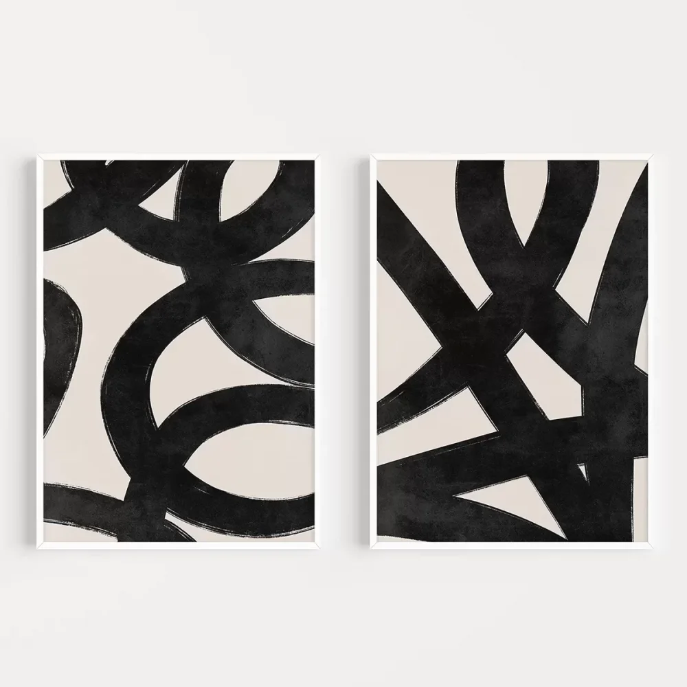 Kesişen Çizgiler Soyut 2li Poster