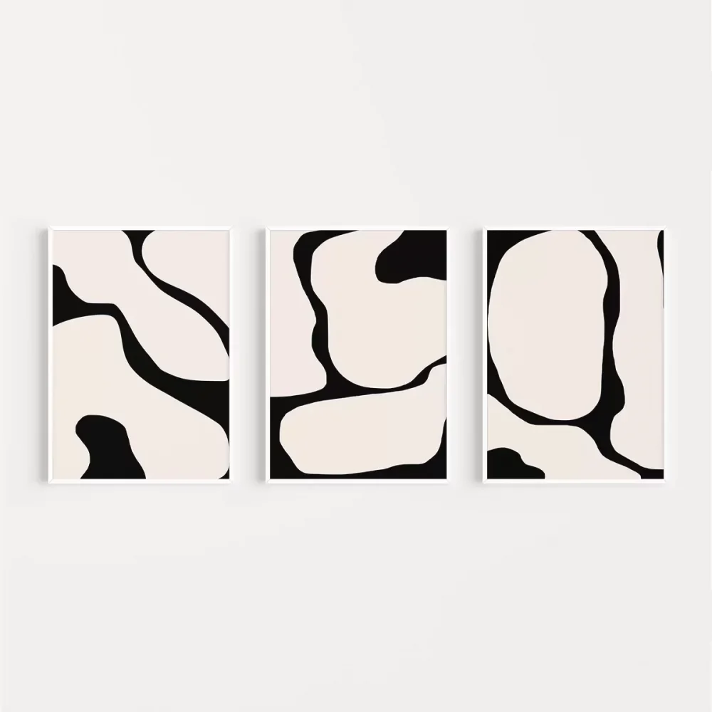 Kontrast Soyut Formlar 3lü Poster
