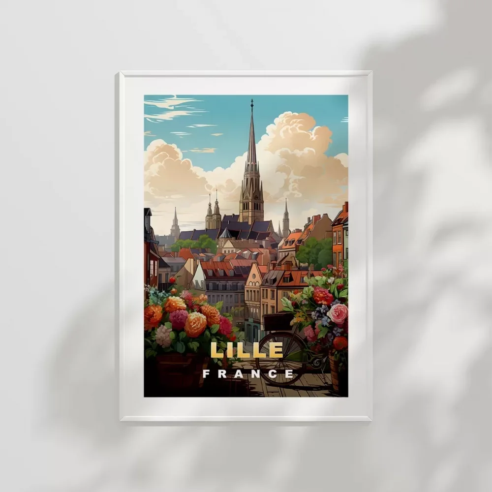 Lille Tarihi ve Çiçek Bahçesi Sanat Poster