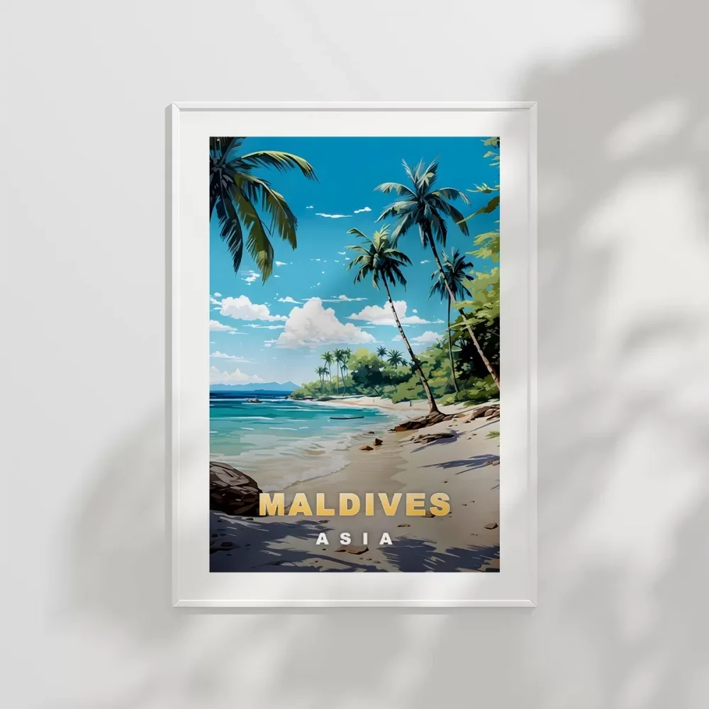 Maldives Tropik Plaj Manzarası Poster