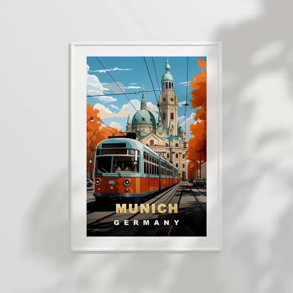 Münihin Renkli Sonbahar Sokakları Poster